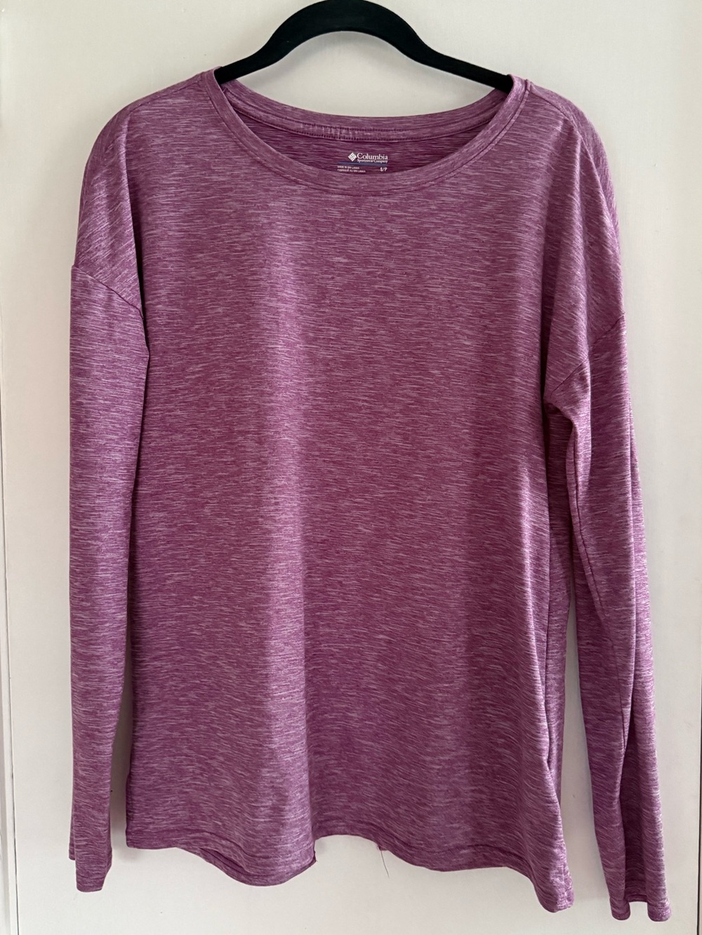 Columbia Heathered Plum Purple Casual Athletic Long Sleeve Tee Size S